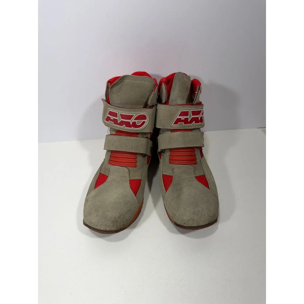 Vintage AXO Grey Red Suede Motocross Sport Boots High Top 90s Favaro Design‎